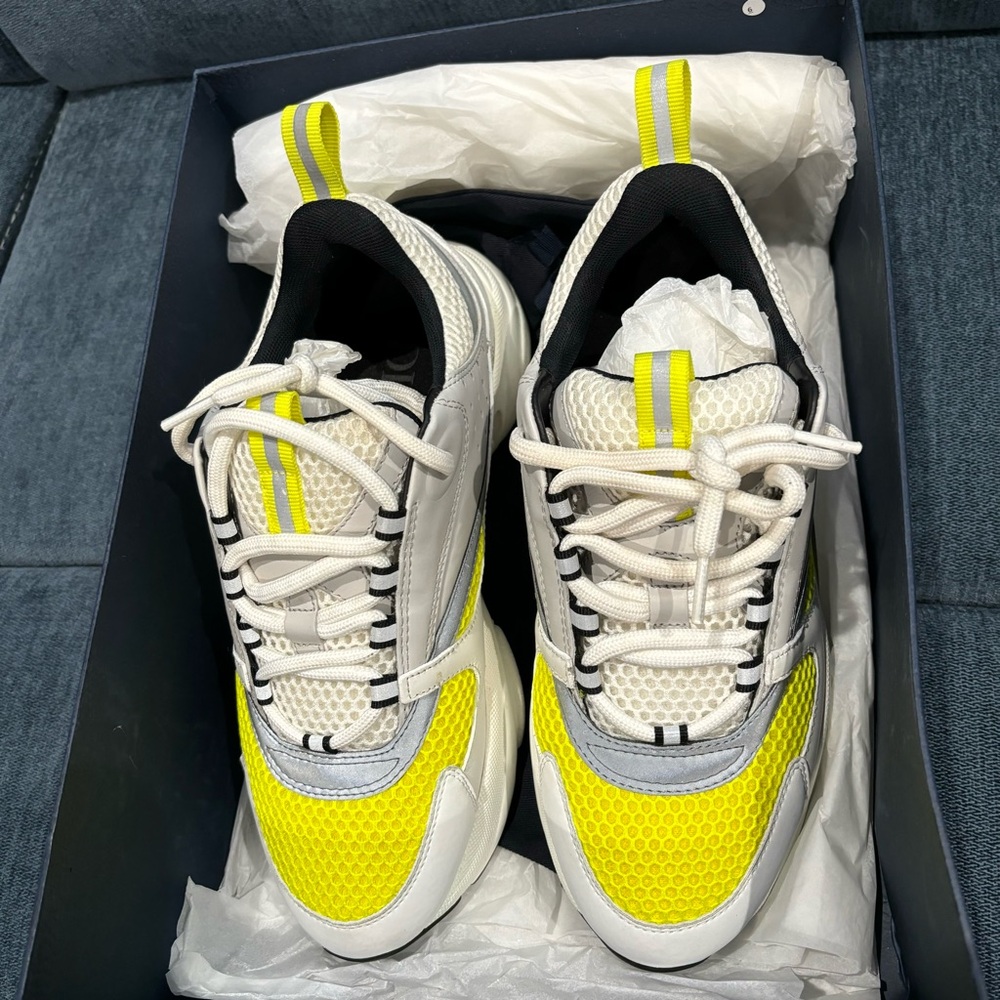 100% Authentic Dior Men's Sneakers - White and Yellow - Picture 4 of 7
